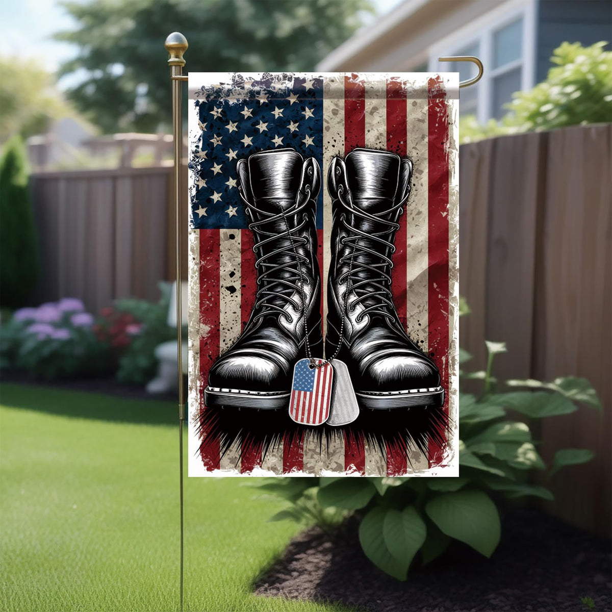 Starlit Patio garden flag 12x18 size—compact display on standard poles