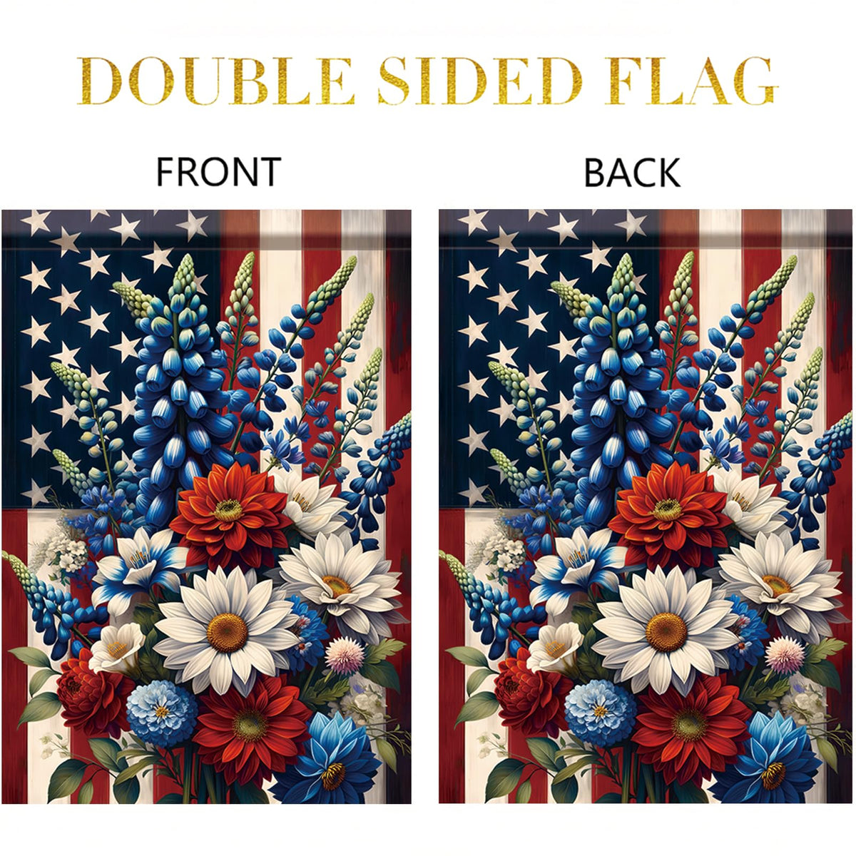 Starlit Patio Saoplasa Independence Day floral welcome flag for front entryways.