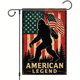Starlit Patio patriotic Bigfoot flag 12x18, double-sided yard display.