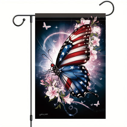 Starlit Patio patriotic butterfly flag 12x18 brightens your garden for summer celebrations.