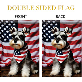 Starlit Patio showcases Schnauzer and American flag, ideal for summer lawn display.