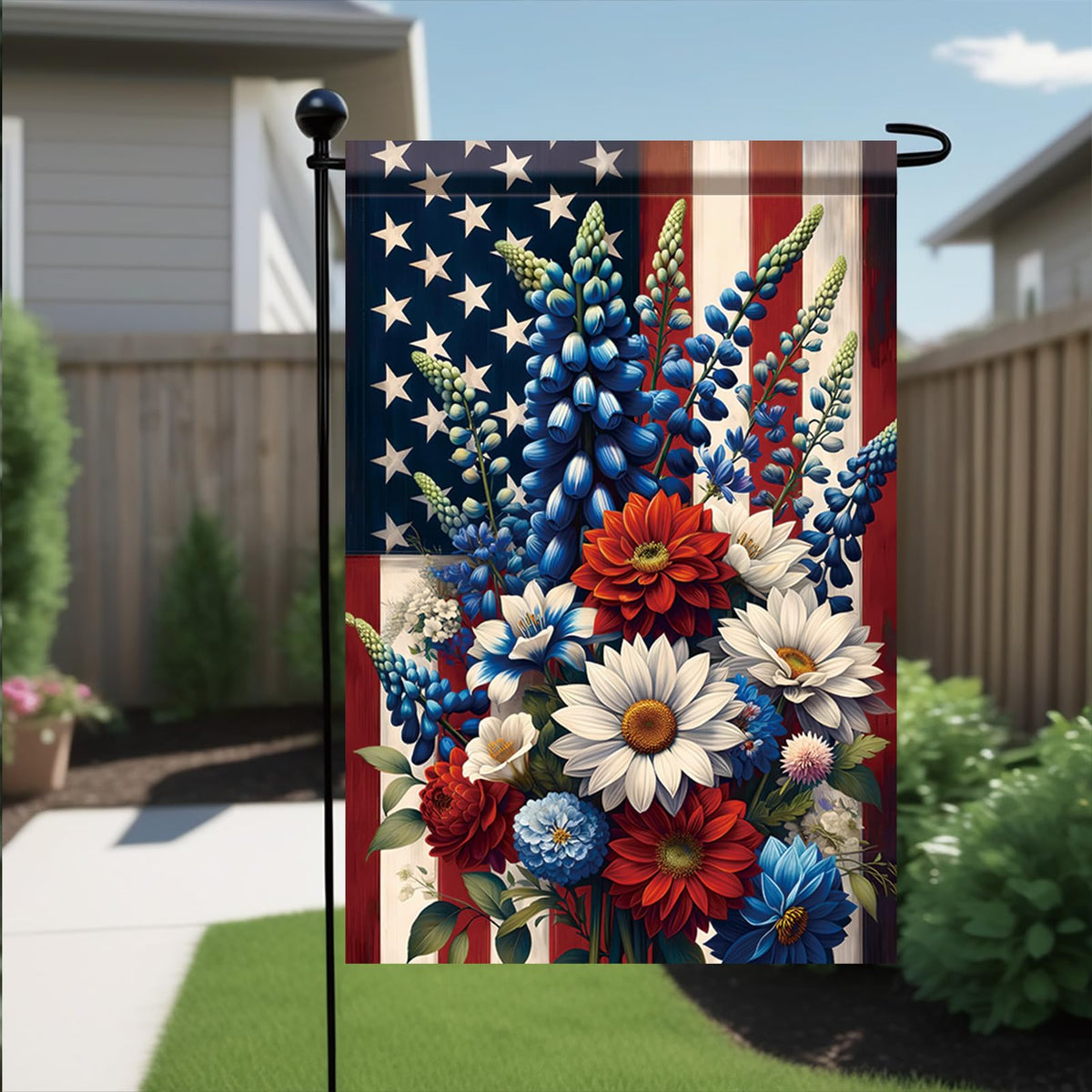 Starlit Patio Saoplasa weather-resistant double-layer polyester flag ready for outdoors.