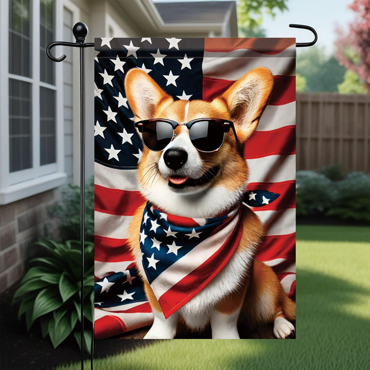 Starlit Patio weather-resistant polyester flag built for outdoor wear.