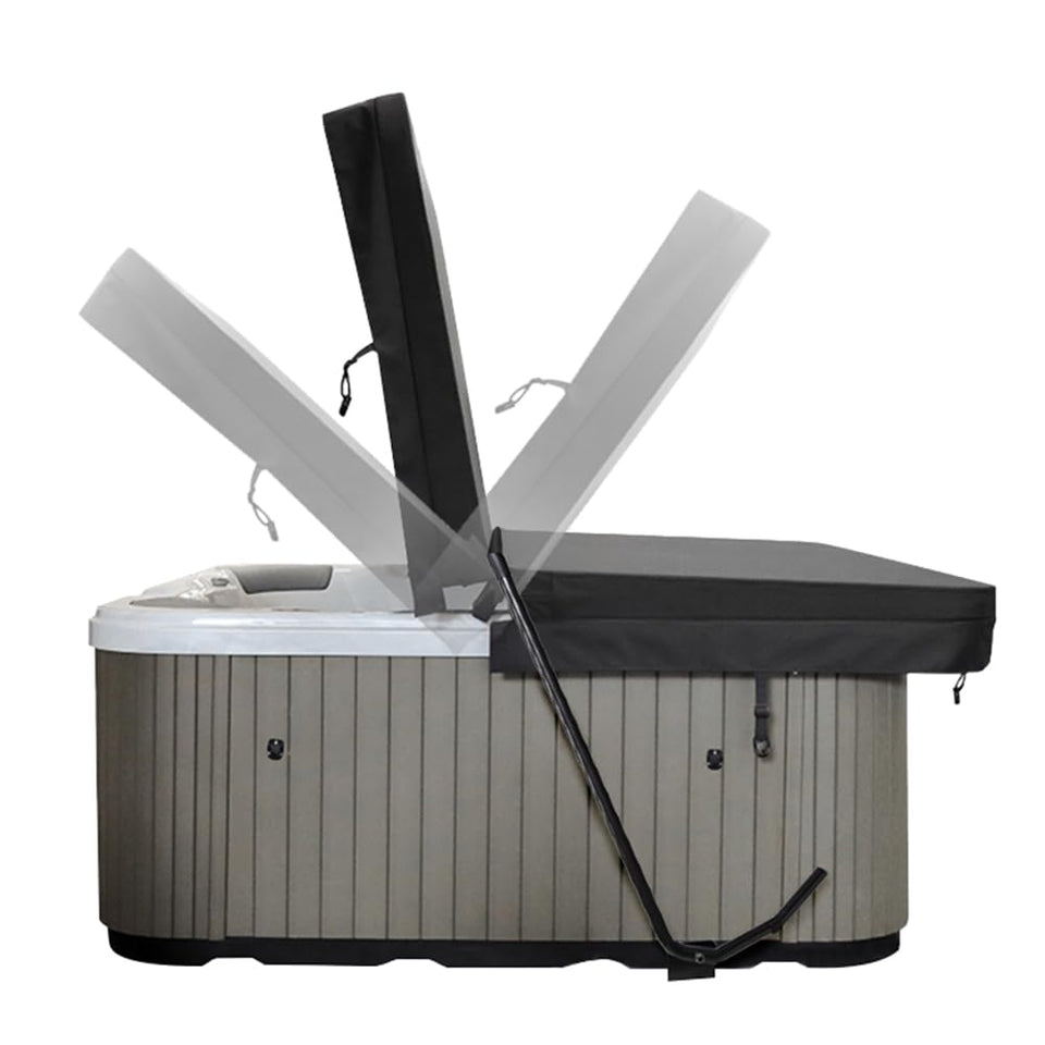 Starmist hot tub cover lift bar under-tub installation for easy cover removal.