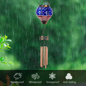 Starsoul American flag balloon glass ornament creates vibrant yard decor.