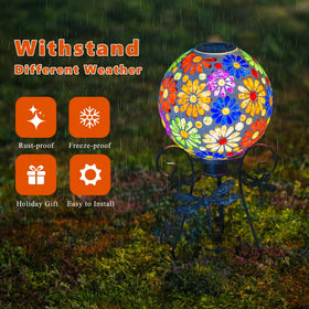 Starsoul Gazing Ball on its sturdy stand for elevated lawn display.