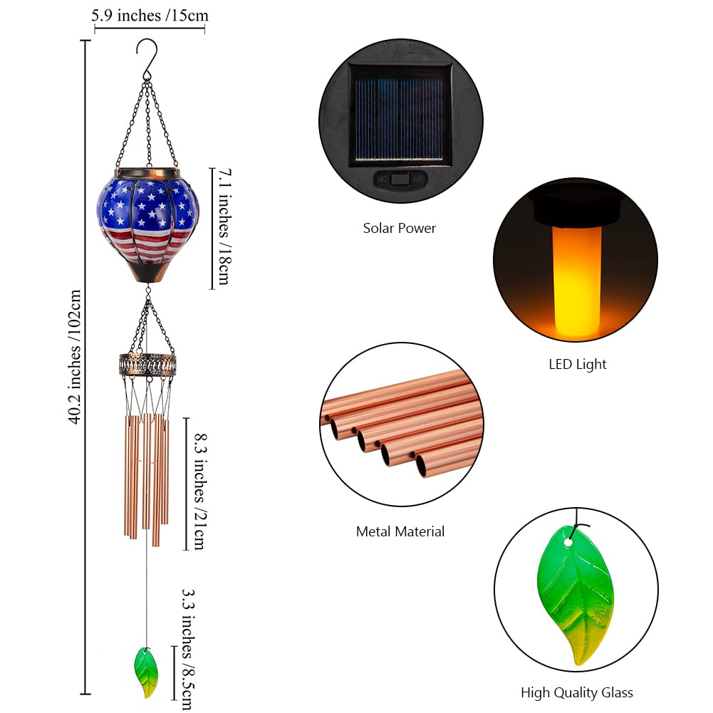 Starsoul solar wind chimes feature night glow powered by a solar panel.