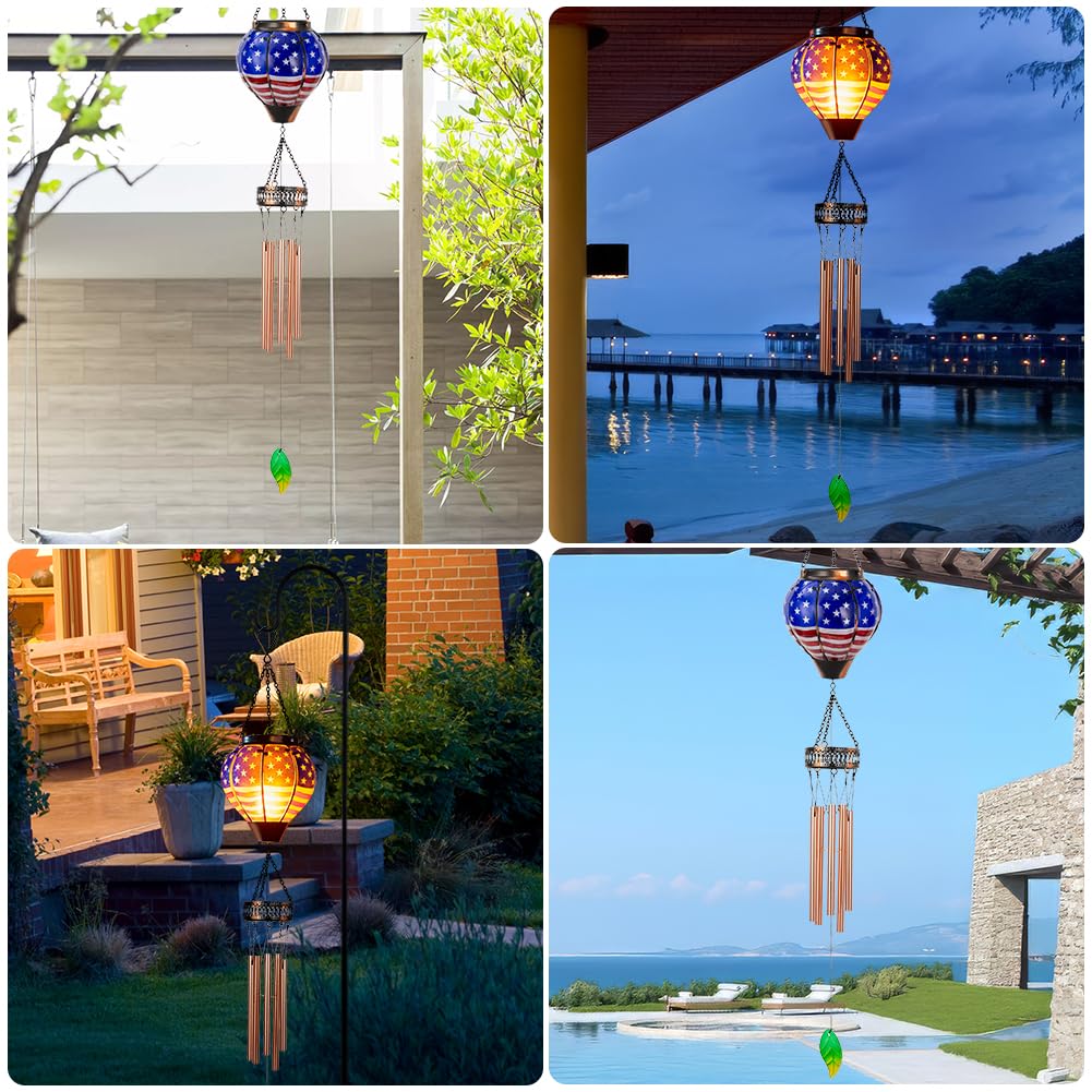Starsoul wind chimes provide ambient light and soothing sound outdoors.