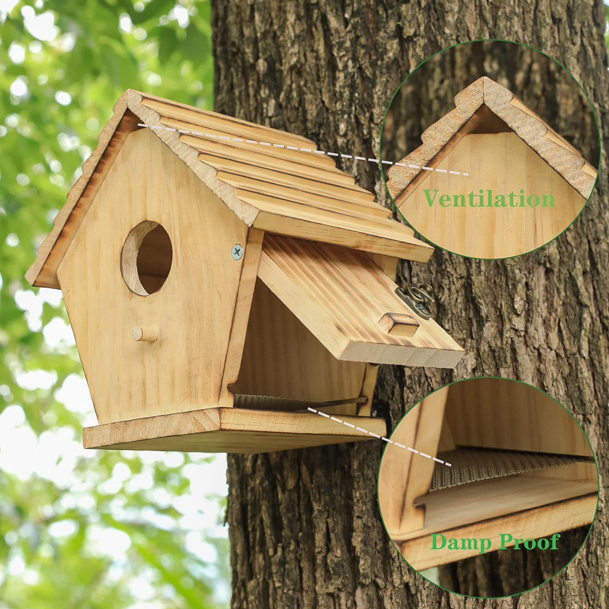 STARSWR Bird House hangs on a tree or board installation.