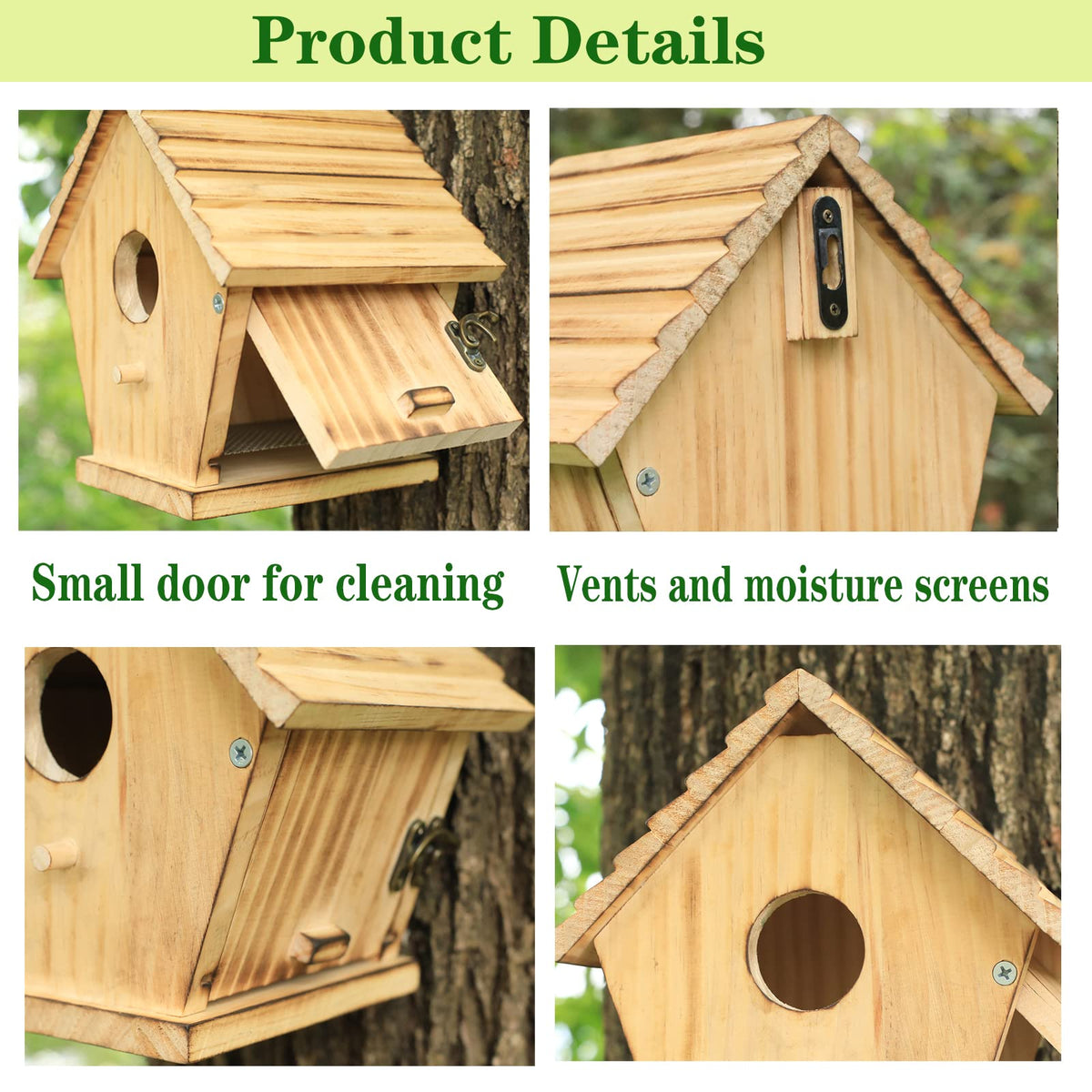 STARSWR Bird House top vent boosts airflow for comfort.