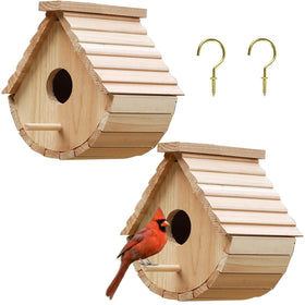 STARSWR outdoor duo birdhouses hang from a tree inviting songbirds to nest.
