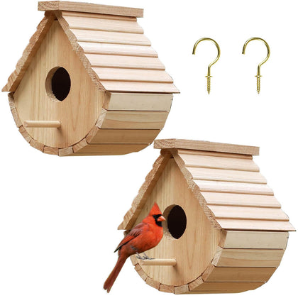 STARSWR outdoor duo birdhouses hang from a tree inviting songbirds to nest.