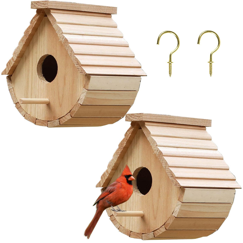 STARSWR outdoor duo birdhouses hang from a tree inviting songbirds to nest.