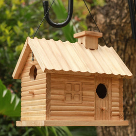 STARSWR natural pine bird house highlighting sturdy construction for outdoor durability.