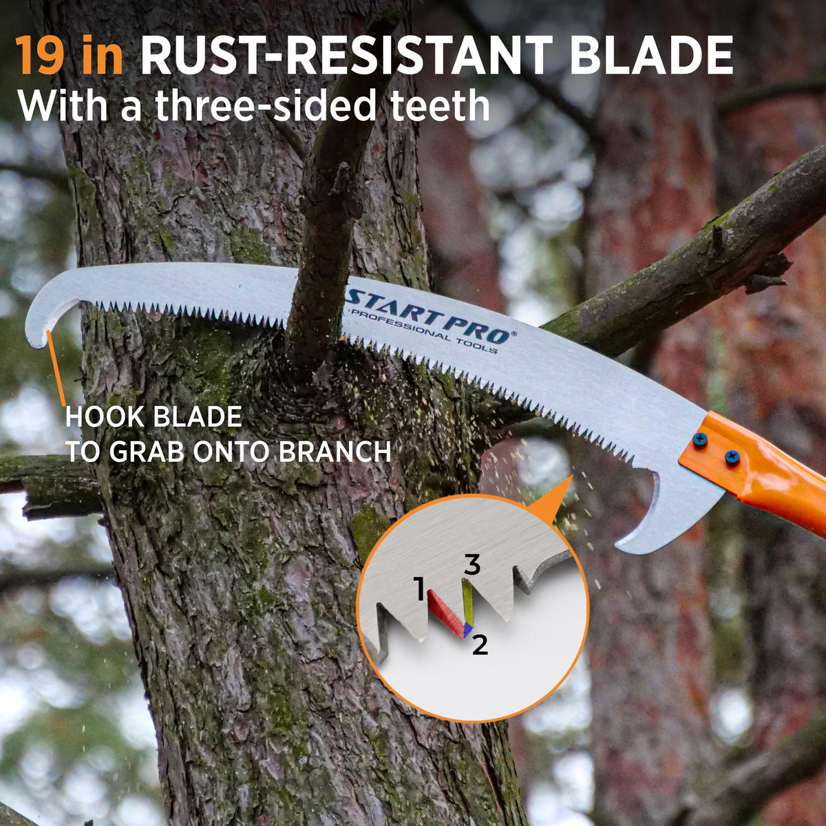 StartPro pruning saw offers high reach for tall branches from the ground