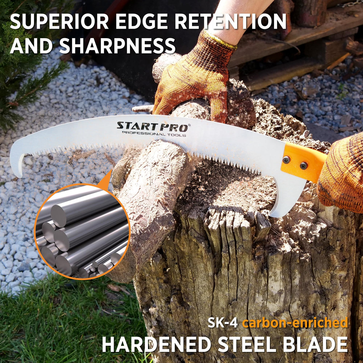 StartPro non-slip handle provides secure grip during pruning