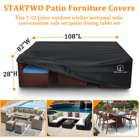 STARTWO drawstring buckle patio cover with adjustable fit for windy days