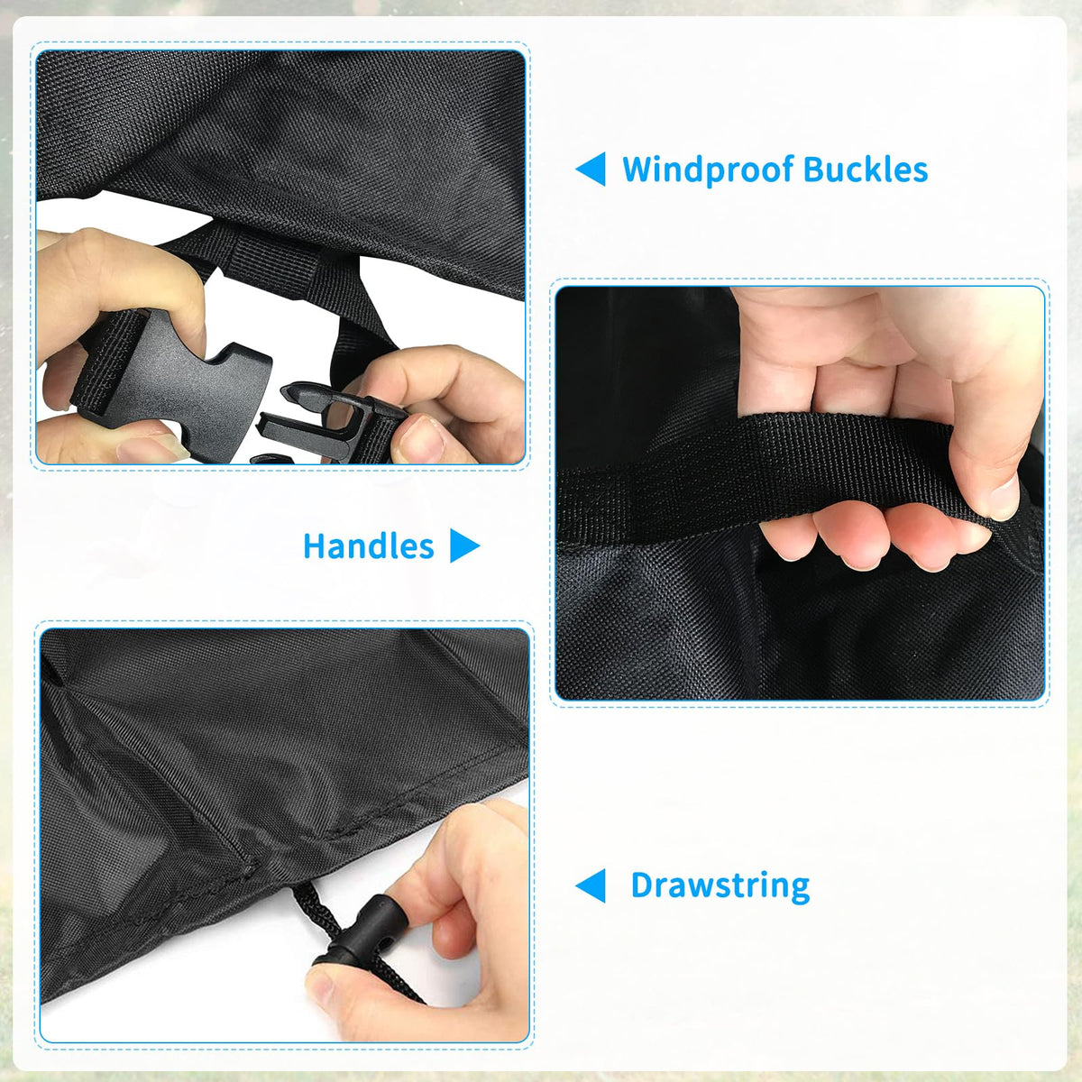 STARTWO side handles for easy installation and removal of the cover