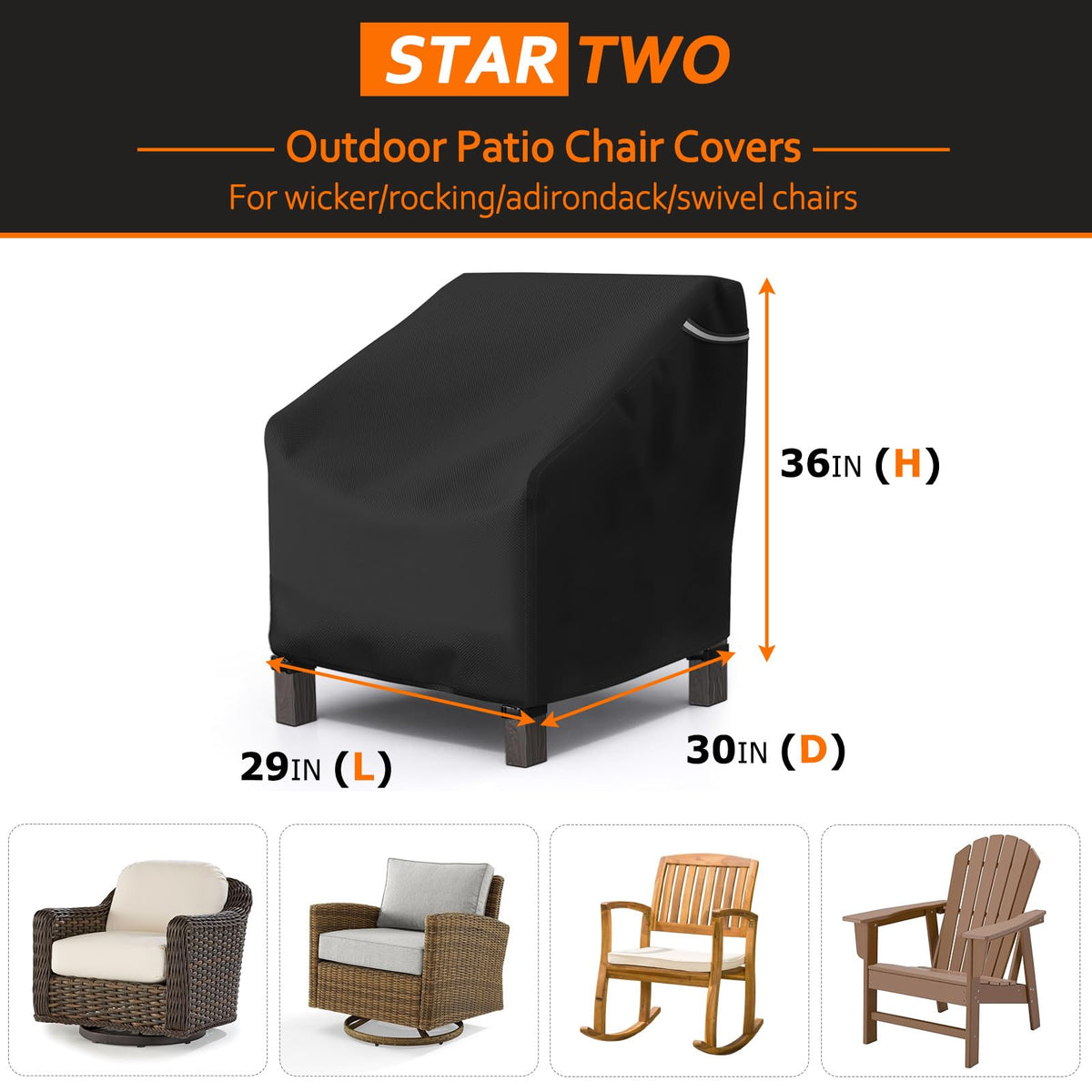 STARTWO chair cover with waterproof coating keeps outdoor furniture dry during rain.
