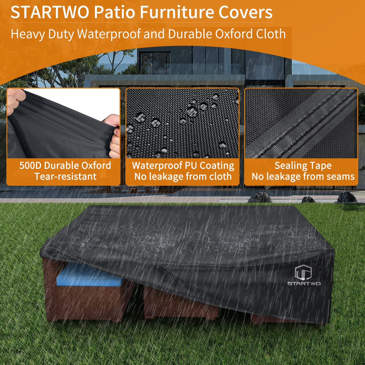STARTWO rectangular-oval dining table cover shields chairs and tables from weather