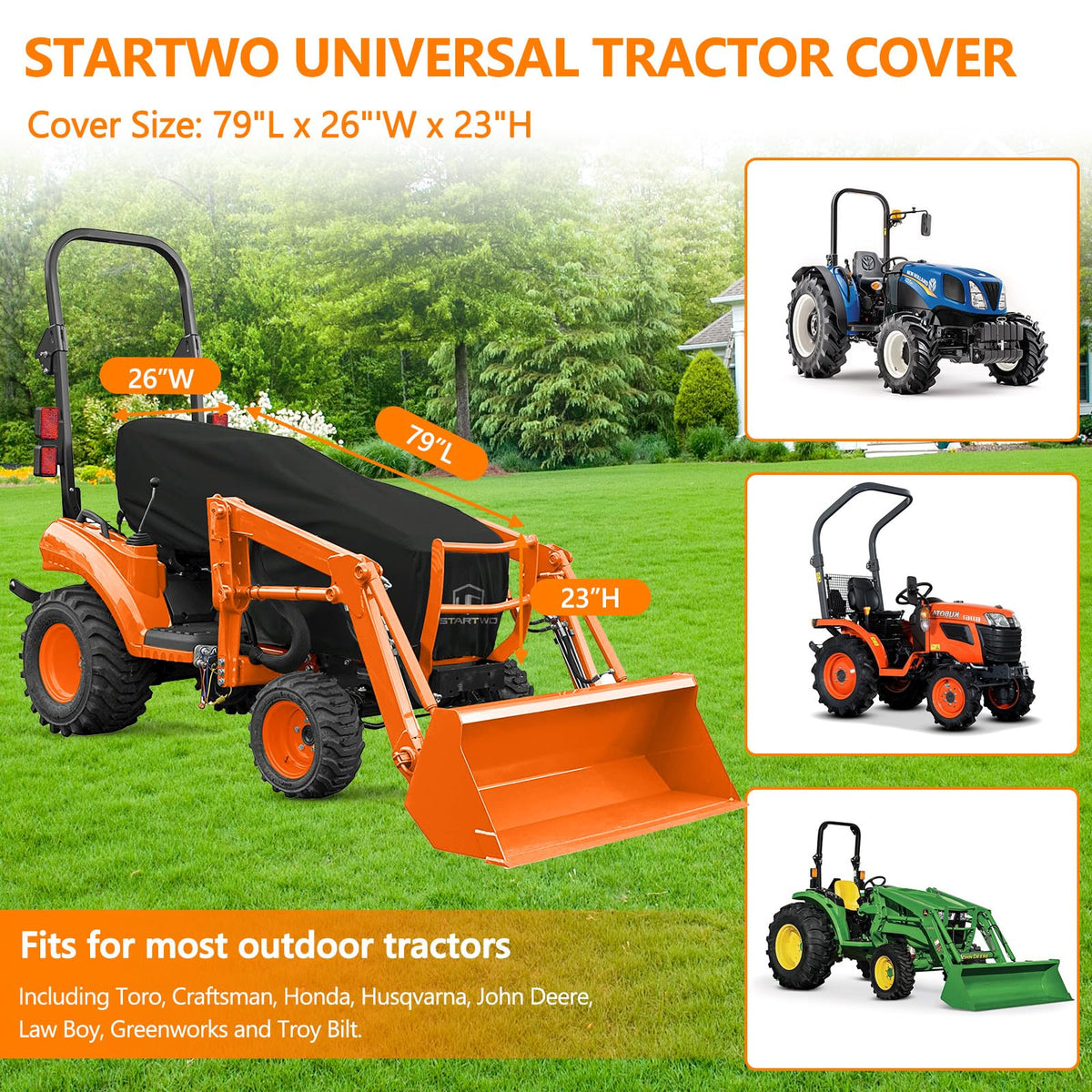 STARTWO tractor cover universal fit compatible with Kubota and John Deere