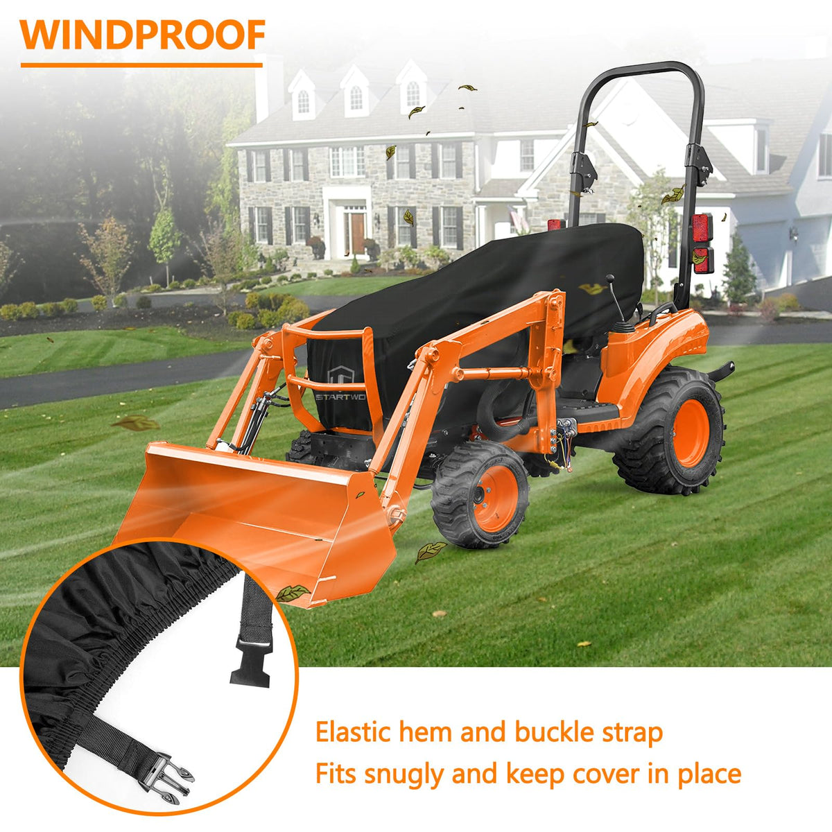 STARTWO tractor cover windproof buckle design anchors against wind