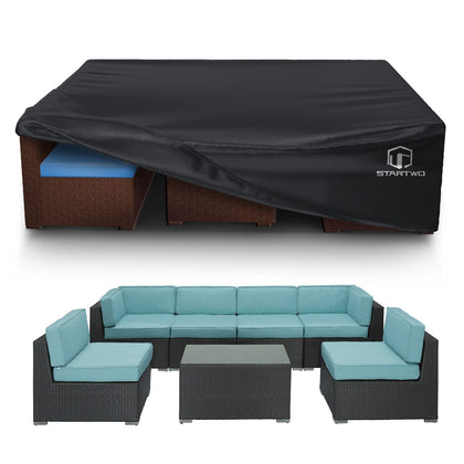 STARTWO waterproof oxford fabric cover with back-coating protects outdoor furniture from rain