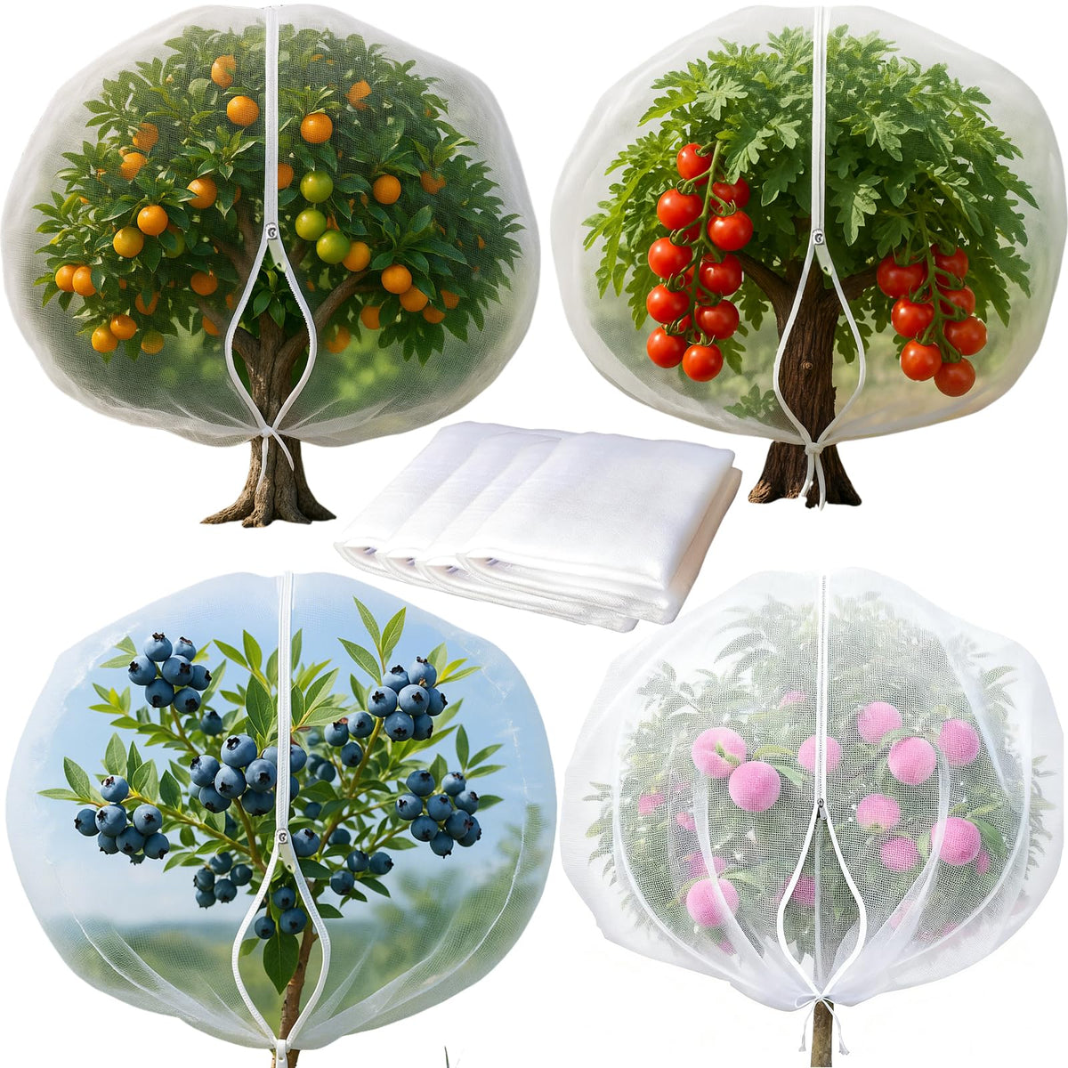 STATABSTA garden mesh netting with drawstring and zipper protects crops from pests.