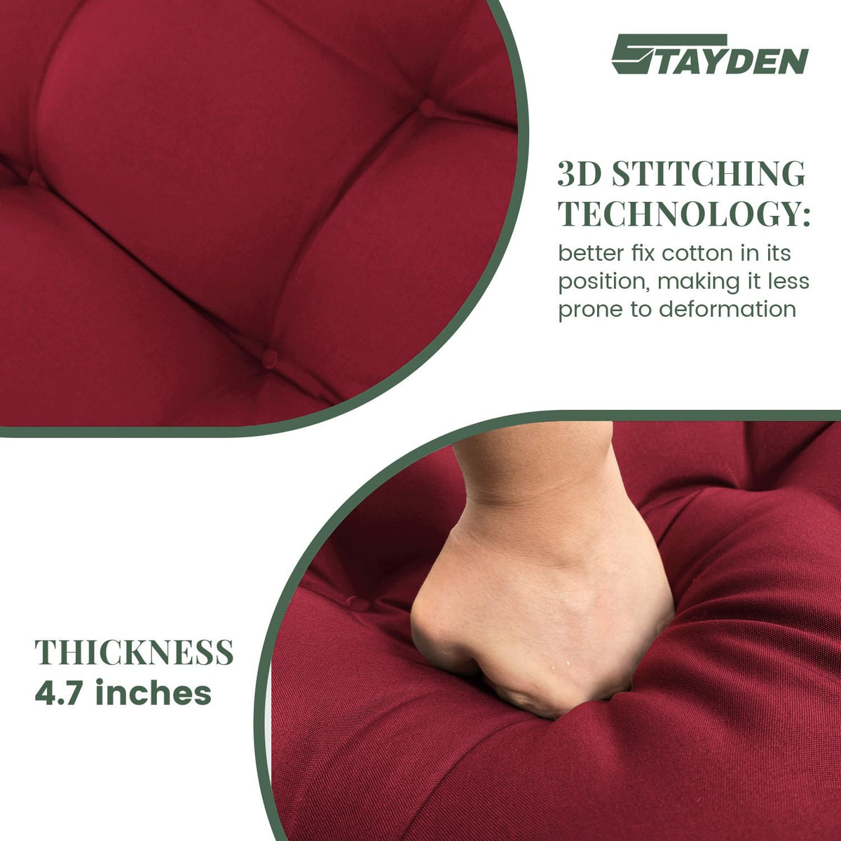 STAYDEN chaise cushion interior 3D stitching preserves even support