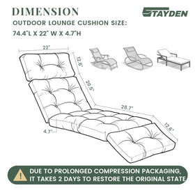 STAYDEN chaise lounge cushion red side view highlights plush thickness