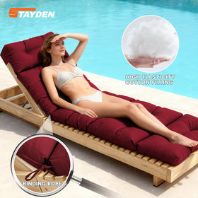STAYDEN red cushion with waterproof fabric for poolside comfort and easy cleaning
