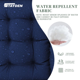 Stayden cushion with straps anchors to the chaise to prevent movement.