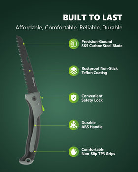 StayGROW compact folding saw in hand, pocket-ready for on-the-go gardening.