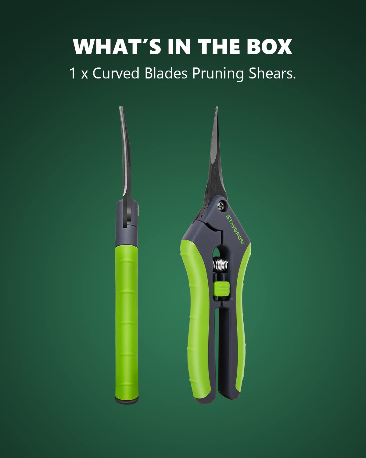 StayGrow pruning tool with locking mechanism for safe storage