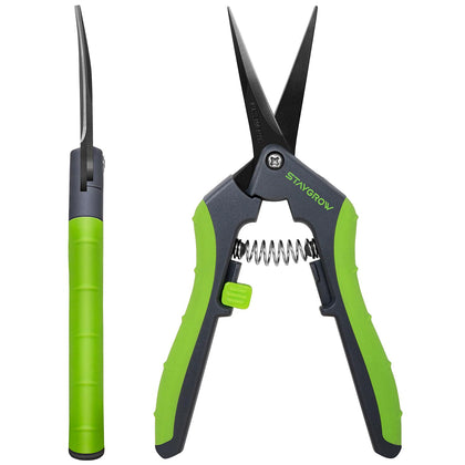 STAYGROW 6.5-inch curved-blade pruning shears deliver precise garden cuts for bonsai.