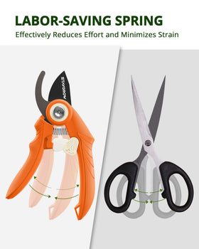 STAYGROW labor-saving spring eases cutting effort during long pruning tasks.