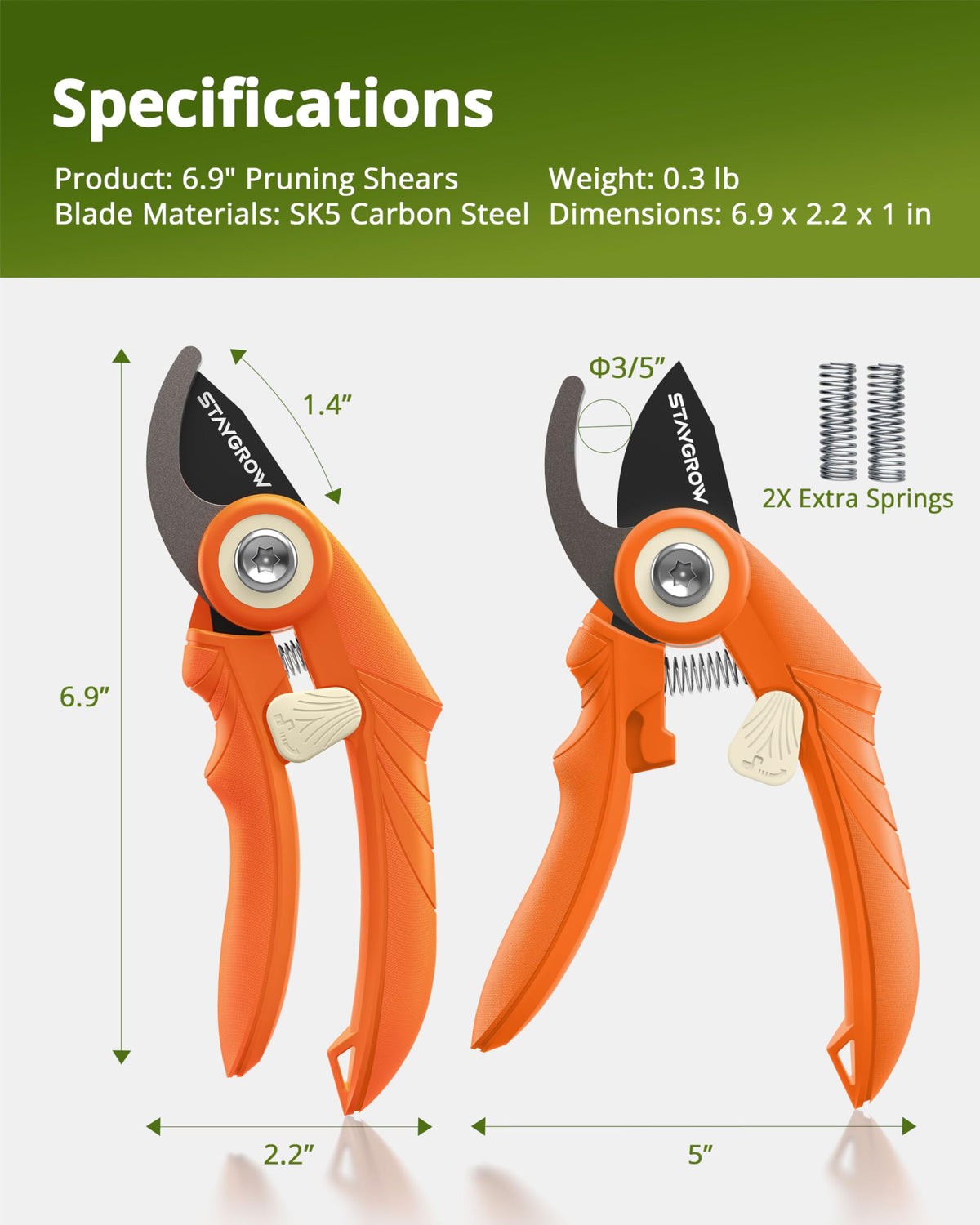 STAYGROW pruning shears in action for vegetables and fruit pruning.