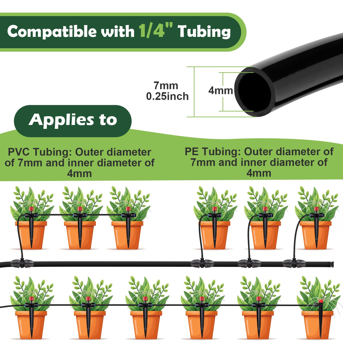 Staypot end caps and emitters ensuring a durable, leak-free irrigation setup.