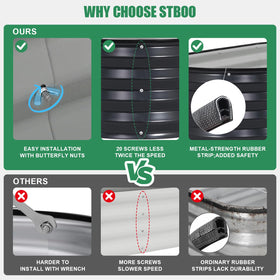STBoo heavy-duty galvanized steel resists rust and weathering.