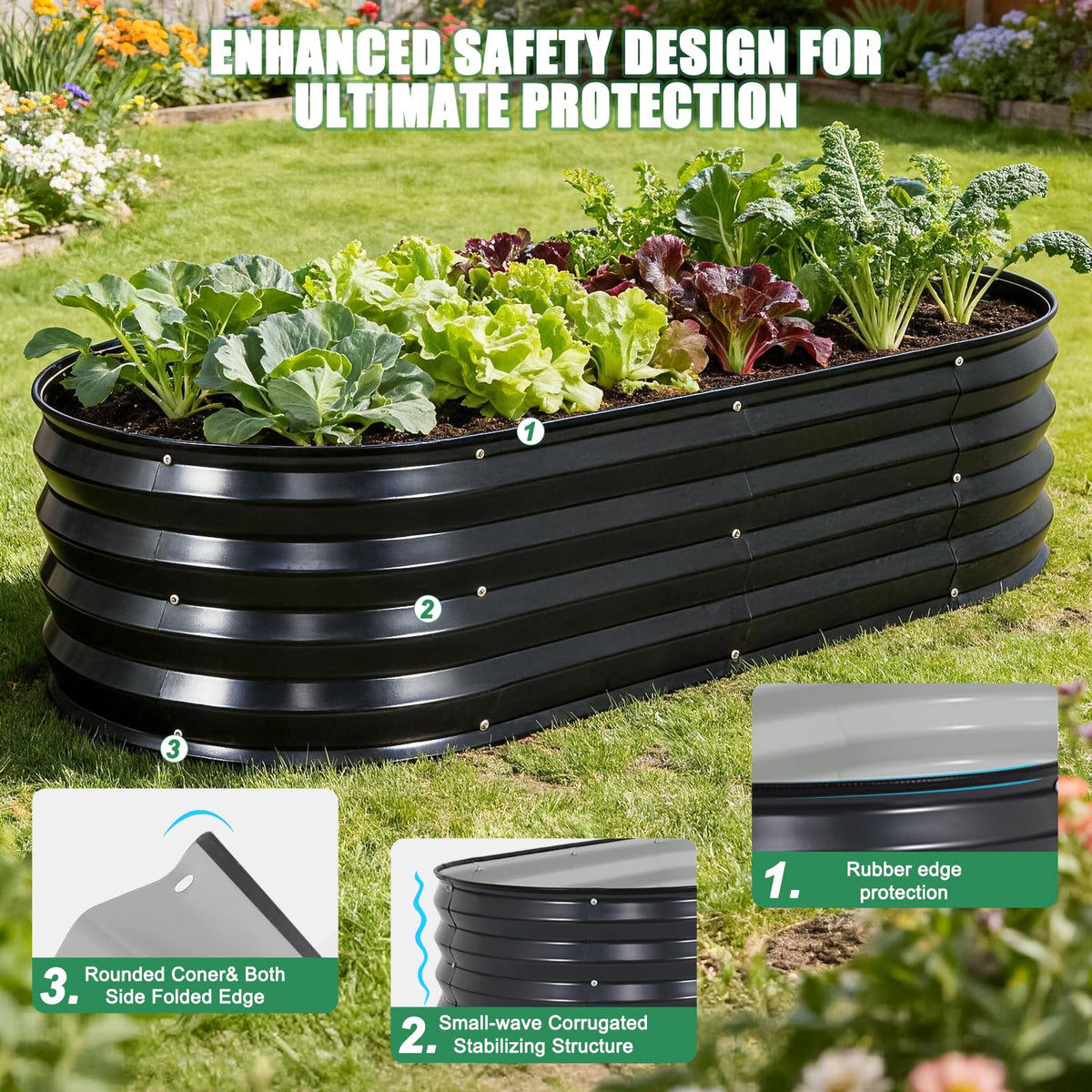 STBoo oval planter box 2-pack ideal for vegetables and herbs.