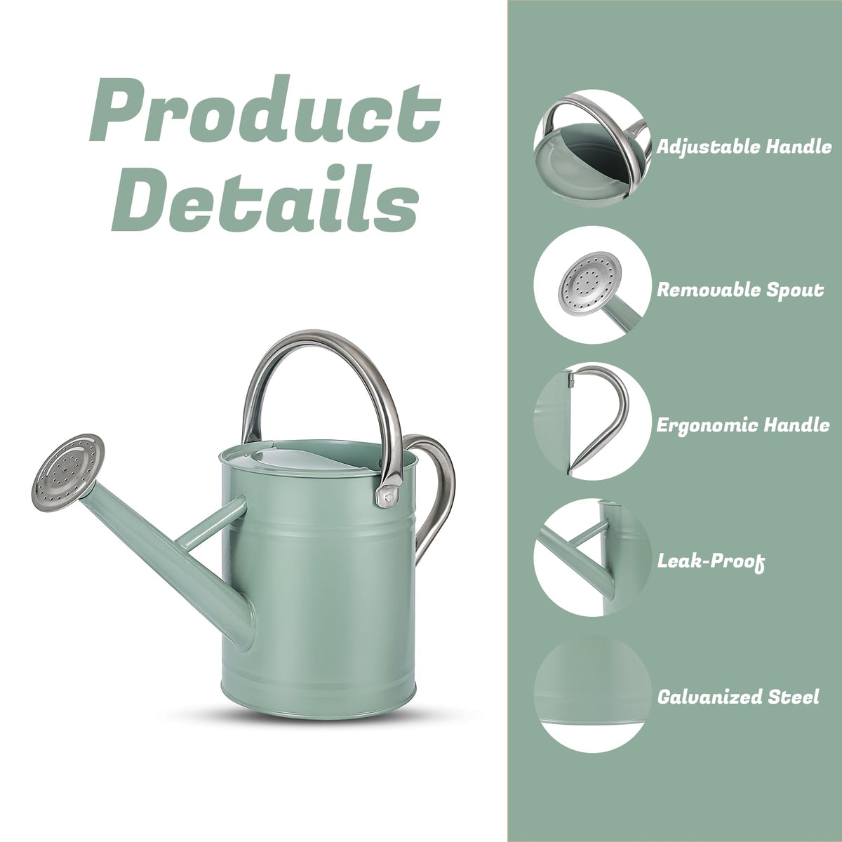 Ergonomic handle provides comfortable use during extended watering sessions.
