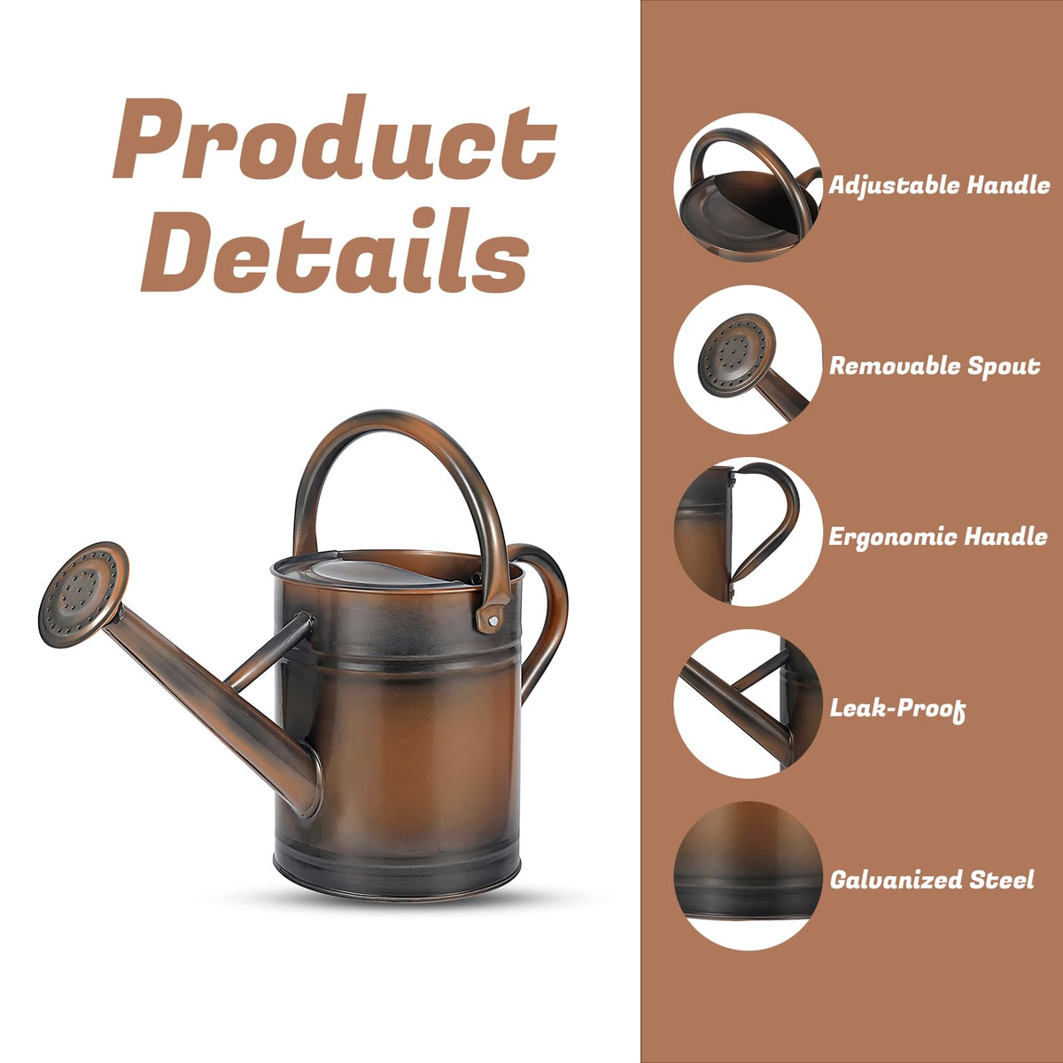 Stdemarzo metal watering can offers durable year-round garden reliability