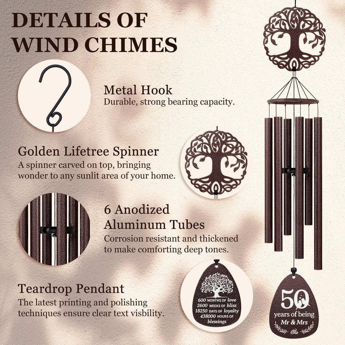 SteadStyle 37-inch wind chime sail creates a prominent outdoor focal point.