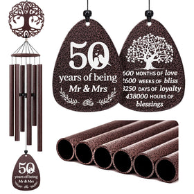 SteadStyle 50th anniversary wind chime tree of life hanging in garden for calming ambiance.