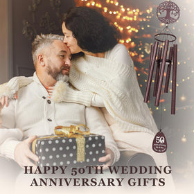 SteadStyle golden anniversary wind chime gift box ready to present to loved ones.