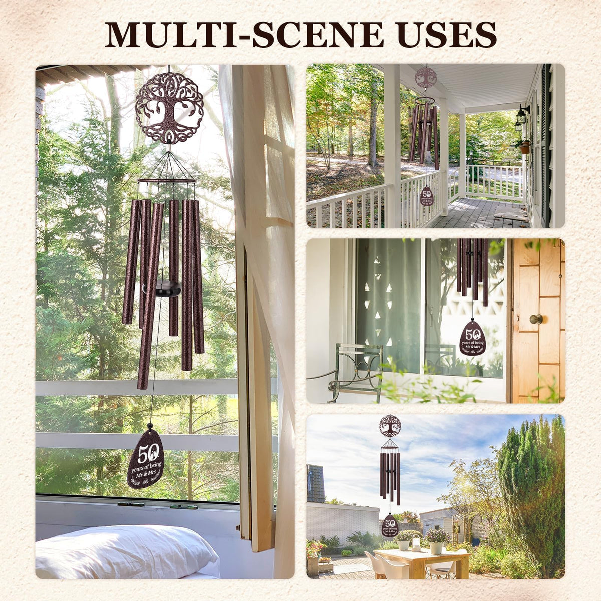 SteadStyle weather-resistant aluminum wind chime withstands sun and rain in gardens.