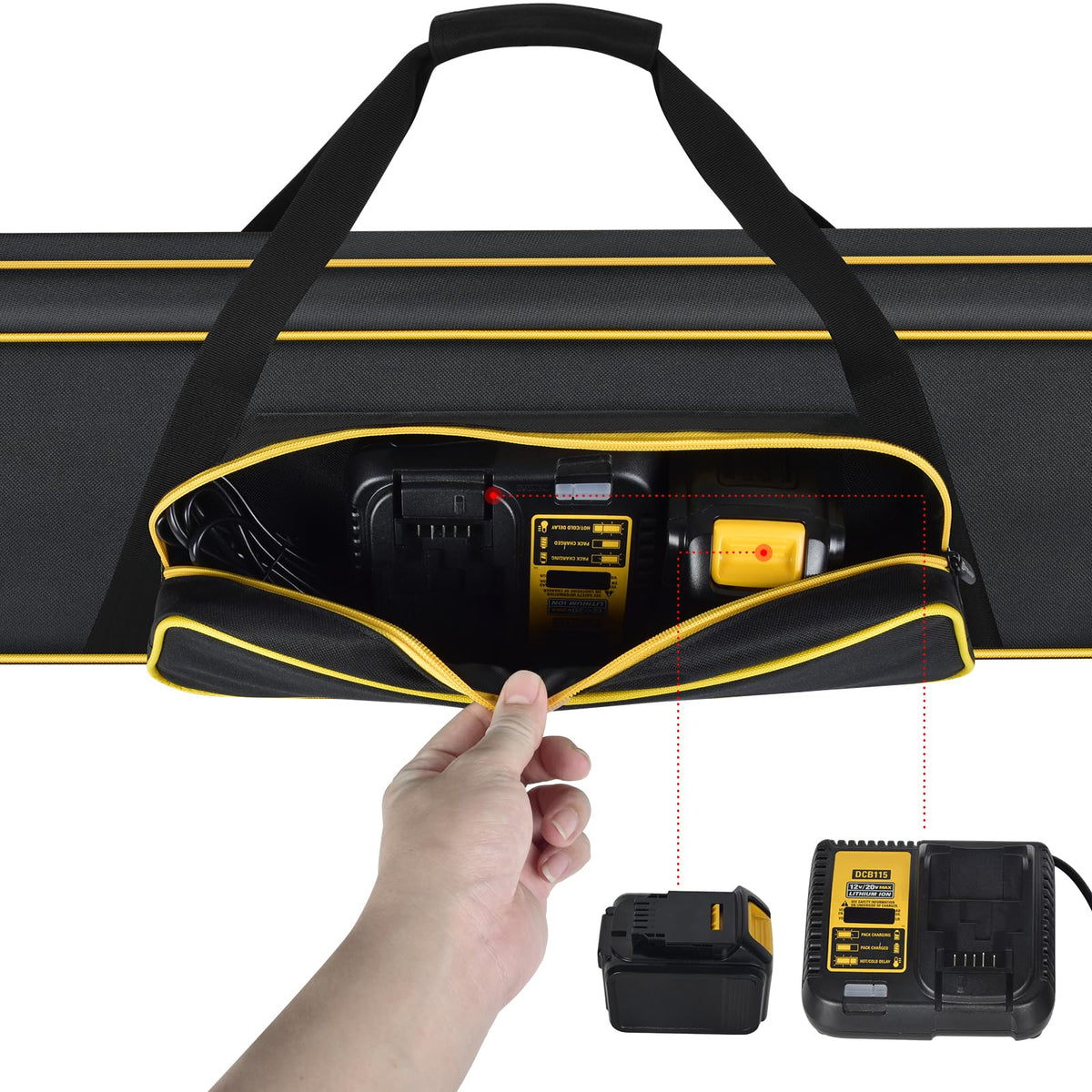 Steadtep pole saw bag front pocket organization keeps tools accessible