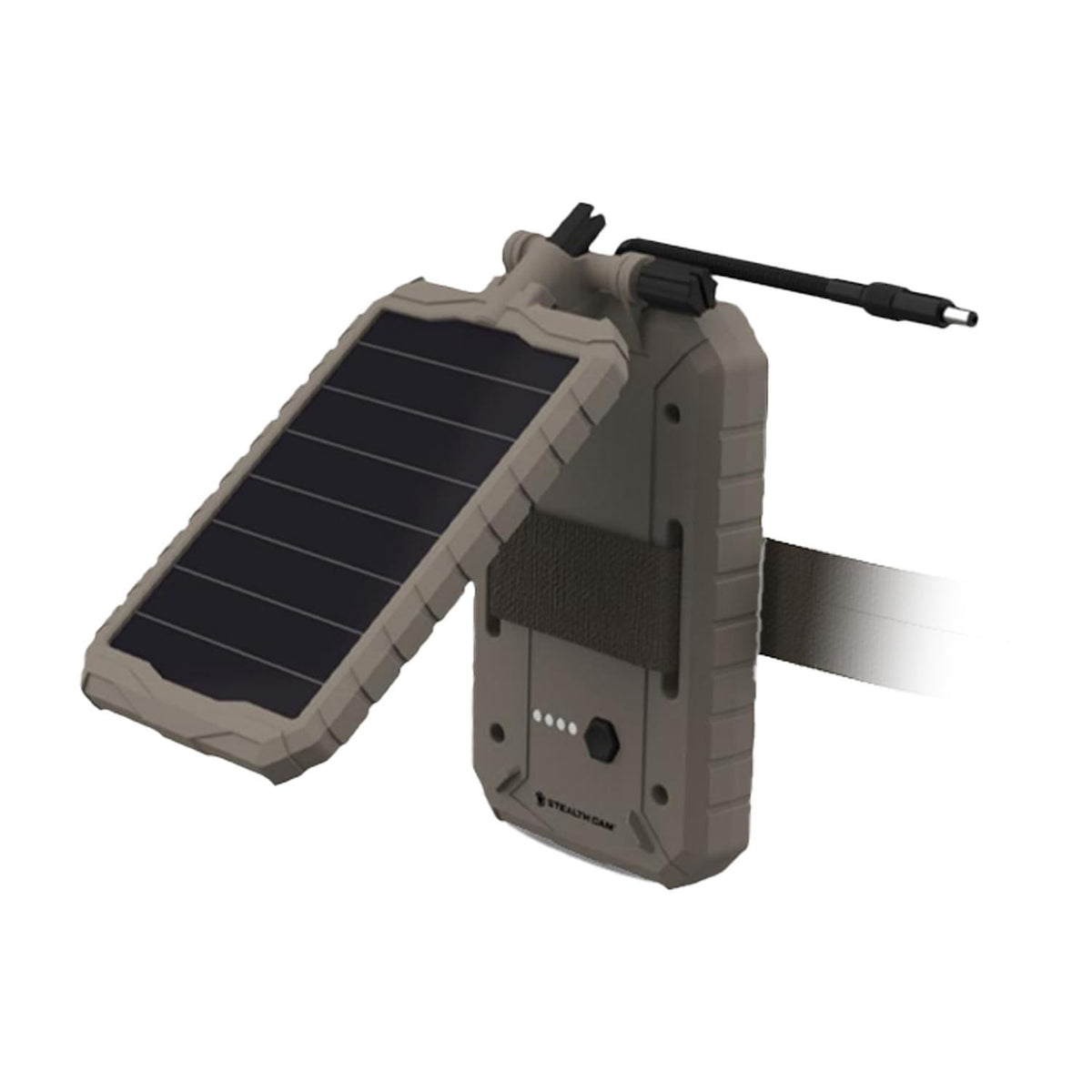 Stealth Cam Sol-Pak’s T-Swivel brackets adjust to surroundings for optimal sun exposure
