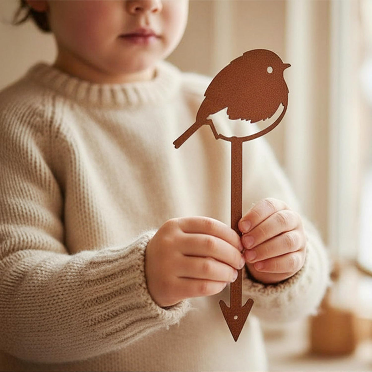 Chickadee plant decor enhances pots with a gentle silhouette.