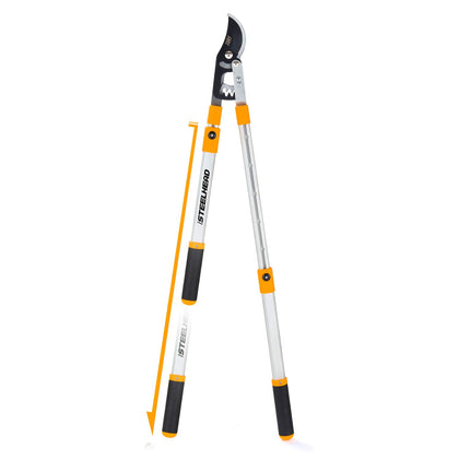 STEELHEAD heavy-duty lopper with gear-bypass jaw cutting through thick shrubs